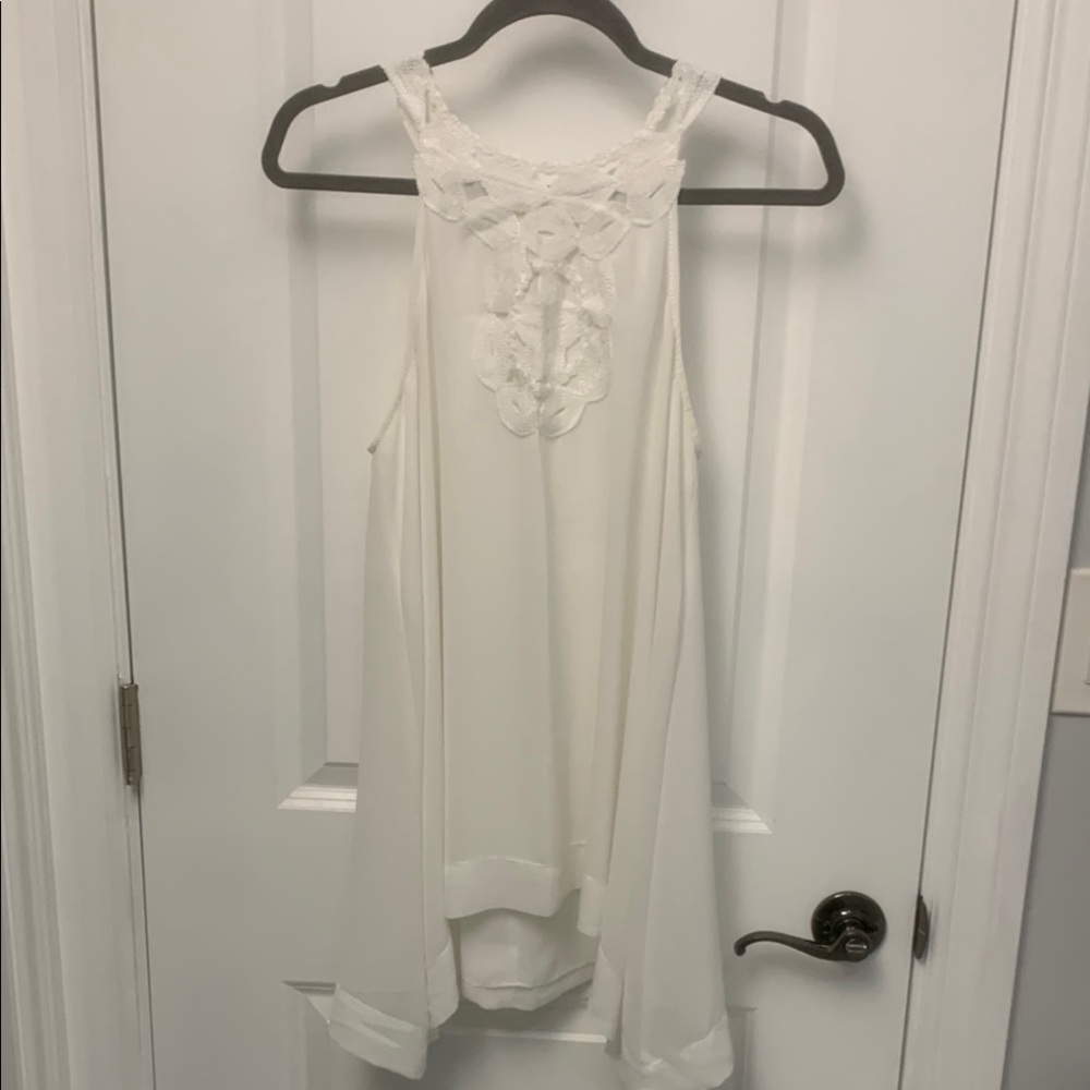 White Lace Detail Sleeveless Top